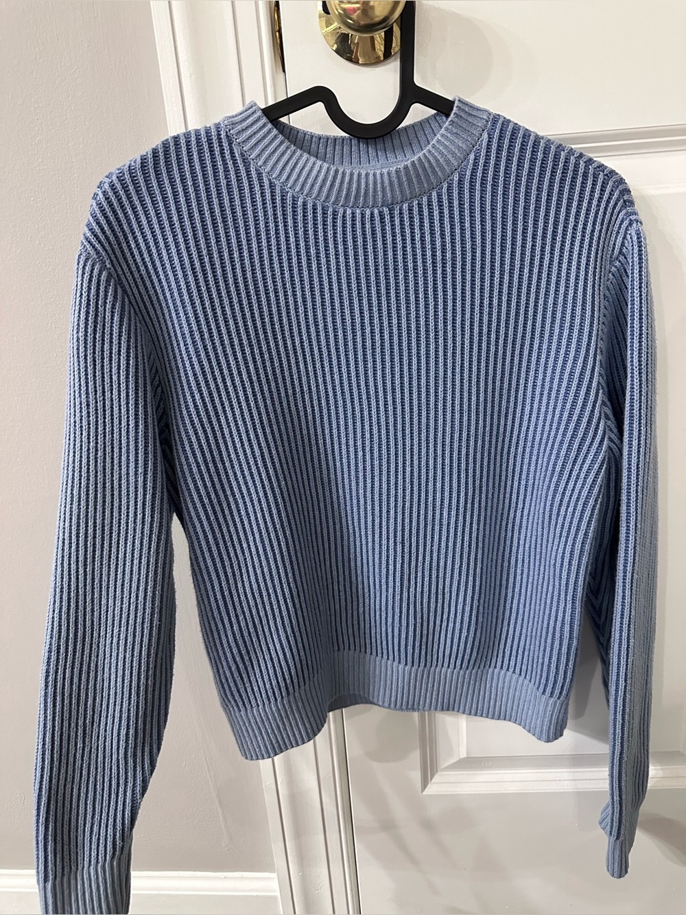 abercrombie kids Light Blue Ribbed Crewneck Sweater